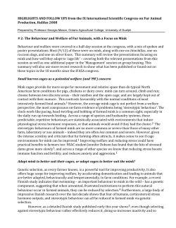 HIGHLIGHTS AND Fur Animal Production