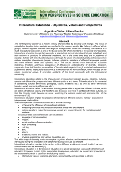Intercultural Education - Objectives, Values and Perspectives