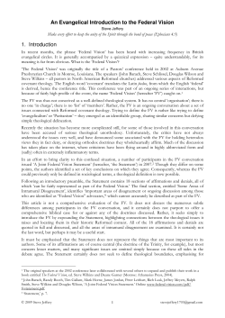 An Evangelical Introduction to the Federal Vision 1. Introduction