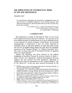 The Implication of Contractual Terms in the New Millennium