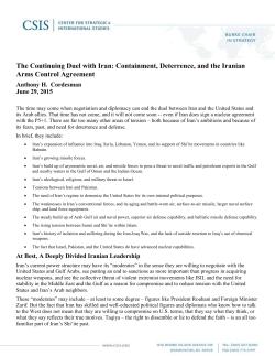 The Continuing Duel with Iran: Containment, Deterrence, and the
