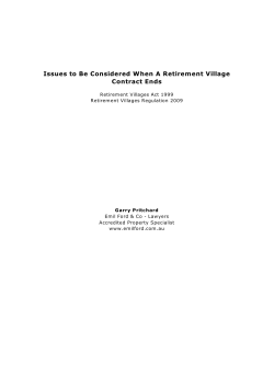 Issues to Be Considered When A Retirement Village Contract Ends