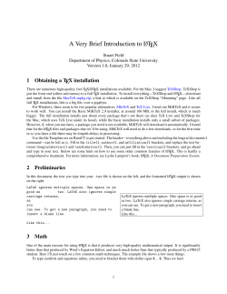 A Very Brief Introduction to LATEX