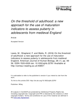 On the threshold of adulthood: A new approach for the use of