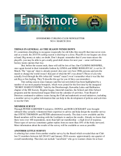 ENNISMORE CURLING CLUB NEWSLETTER NO 4: MARCH 2016