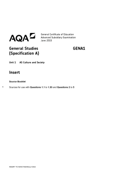 A-level General Studies Insert Unit 01 - Culture and Society