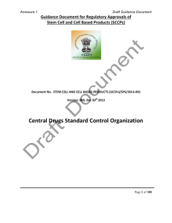 Guidance Document for Regulatory Approvals of Stem Cell and Cell