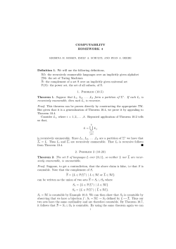 COMPUTABILITY HOMEWORK 4 Definition 1. We will use the