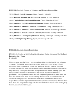 FALL 2016 Graduate Courses in Literature and Rhetoric