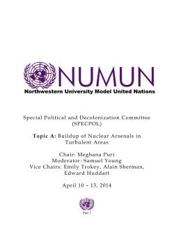 (SPECPOL) Topic A: Buildup of Nuclear Arsenals in Turbulent Areas