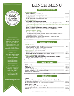 lunch menu - Tandem Bagels