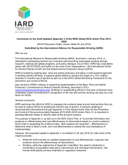 Comments on the Draft Updated Appendix 3 of the WHO Global
