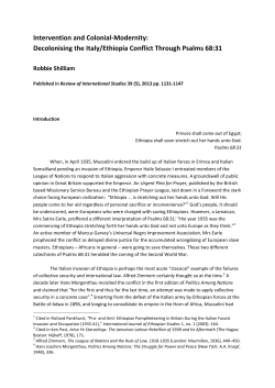 Intervention and Colonial-Modernity: Decolonising the Italy/Ethiopia