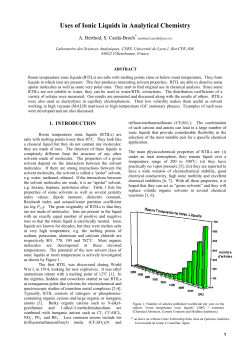 Uses of Ionic Liquids in Analytical Chemistry