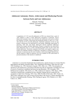 Adolescent Autonomy - University of Newcastle