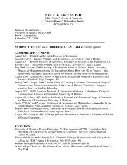 DANIEL G. ARCE M., Ph.D. - The University of Texas at Dallas