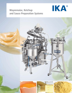 Mayonnaise, Ketchup and Sauce Preparation Systems