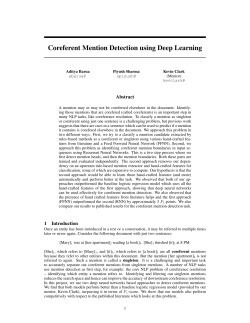Coreferent Mention Detection using Deep Learning