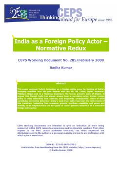 India as a Foreign Policy Actor &ndash; Normative Redux