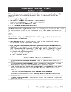 FAQ`s and other General VIDA Information