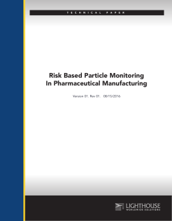 Risk Based Particle Monitoring In Pharmaceutical Manufacturing