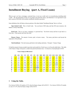 Installment Buying (part A, Fixed Loans)