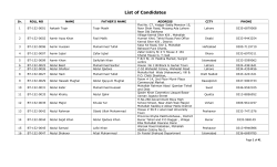 List of Candidates - University Of Health Sciences Lahore
