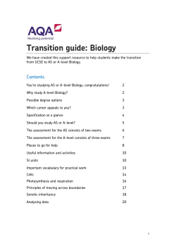 AS and A-level Biology Biology Transition guide