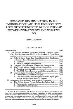 SEX-BASED DISCRIMINATION IN U.S. IMMIGRATION LAW: THE