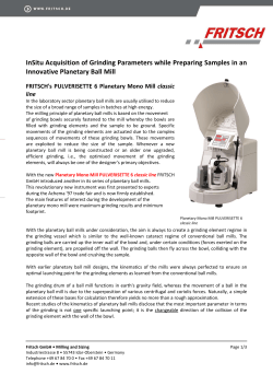 InSitu Acquisition of Grinding Parameters while Preparing