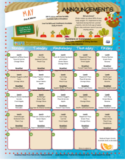 Pre-K May Menu