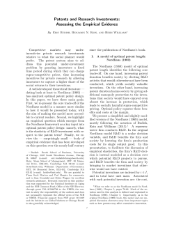 Patents and Research Investments: Assessing the Empirical Evidence