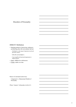 Disorders of Personality DSM