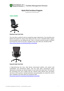 Quick Pick Furniture Program - Facilities Management Division