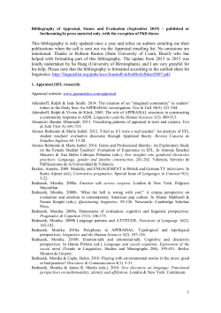 1 This bibliography is only updated once a year and relies on