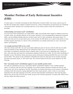 Member Portion of Early Retirement Incentive (ERI)
