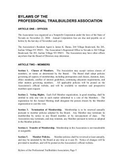 PTBA Bylaws - Professional TrailBuilders Association