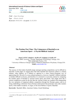 The Pastime Past Time - International journal of Science Culture and