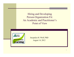 Hiring and Developing Person-Organization Fit: Person