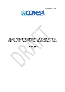 draft market definition guideline under the comesa competition