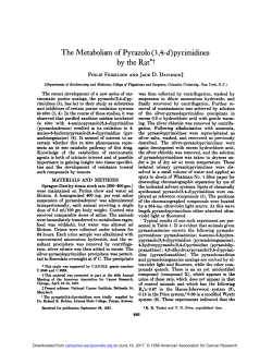 The Metabolism of Pyrazolo(3,4-&Atilde;-/)pyrimidines