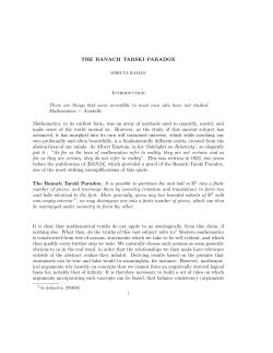 THE BANACH TARSKI PARADOX Introduction