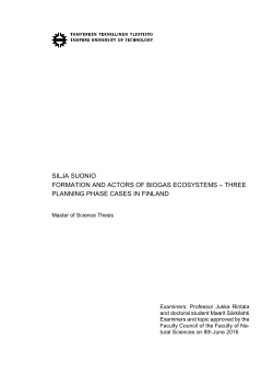 SILJA SUONIO FORMATION AND ACTORS OF BIOGAS