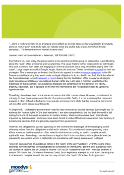 Morality and Tax - Moodys Gartner Tax Law