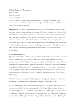 1 Shifting Targets and Disagreements Robin McKenna