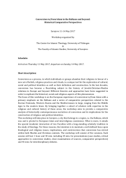 Historical Comparative Perspectives Sarajevo 11-14