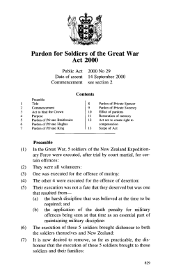 2000 No 29 Pardon for Soldiers of the Great War Act 2000