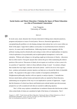 Social Justice and Music Education: Claiming the Space of Music