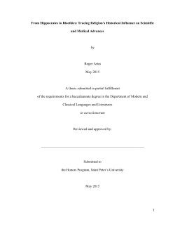 From Hippocrates to Bioethics: Tracing Religion`s Historical