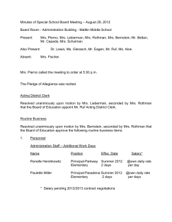 Minutes of Special School Board Meeting